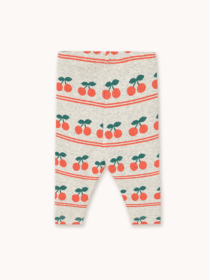 Cherry Pattern Rib Baby Pant Cream