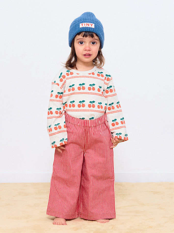 Cherry Pattern Rib Baby T-Shirt Cream