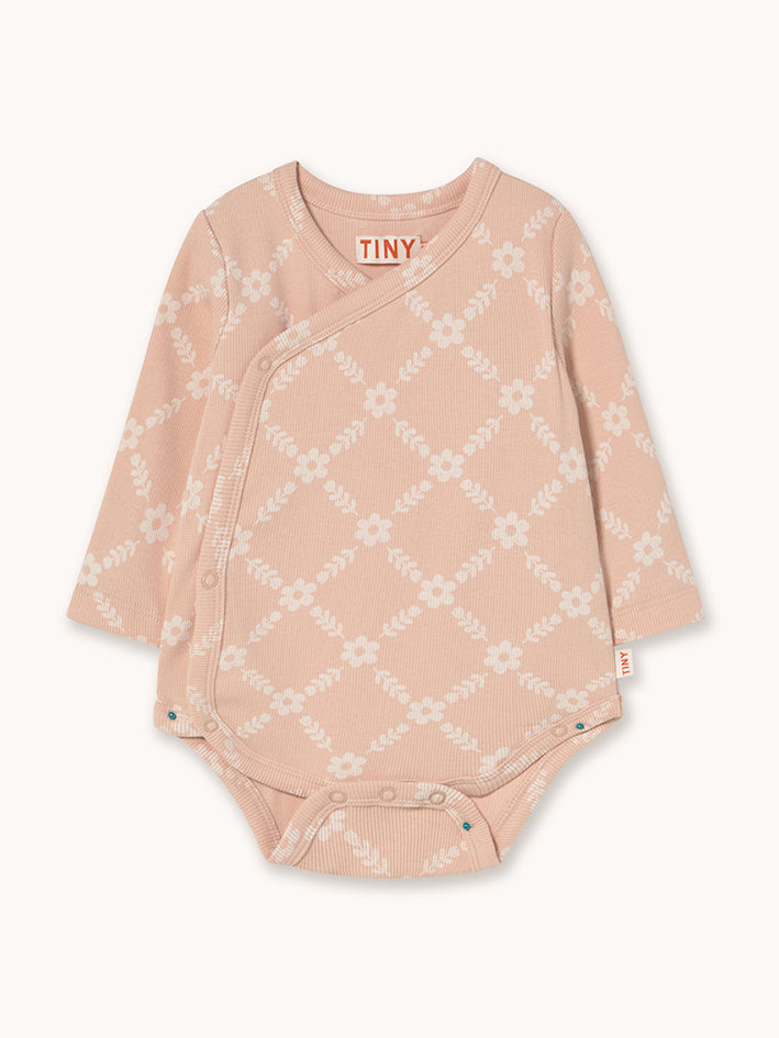 Flower Grid Rib Crossed Body Rose