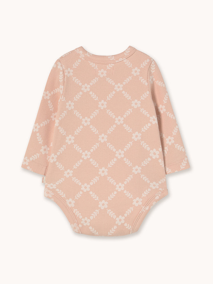 Flower Grid Rib Crossed Body Rose