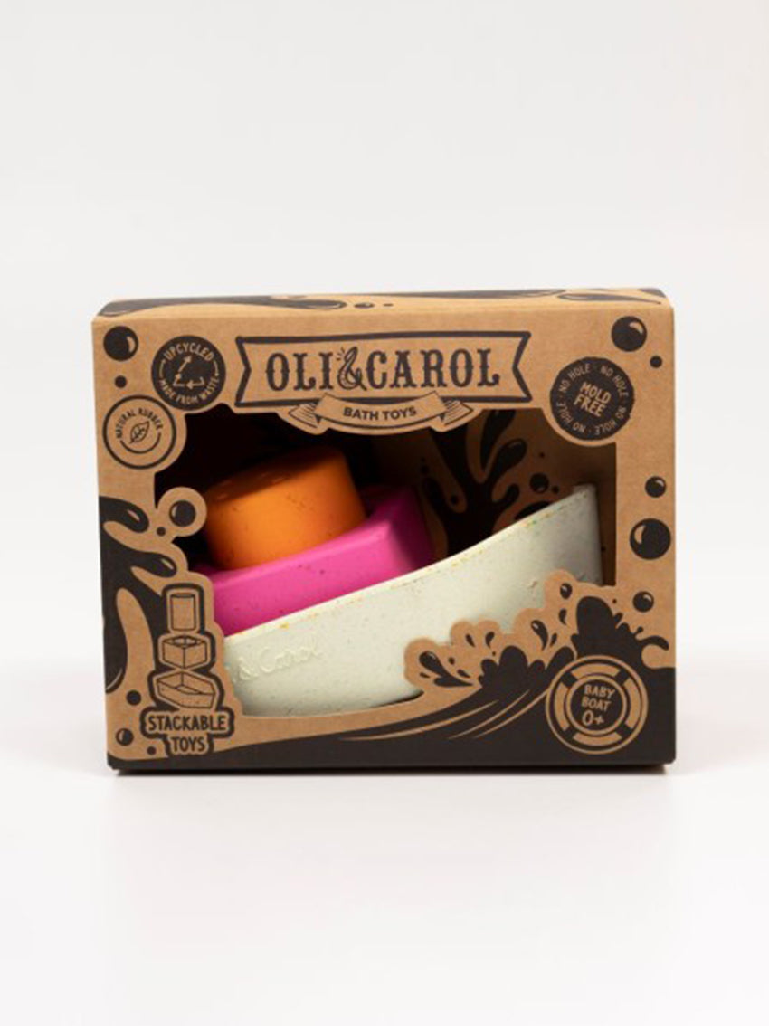 Upcycled Rubber Bath Toy Boat Orange