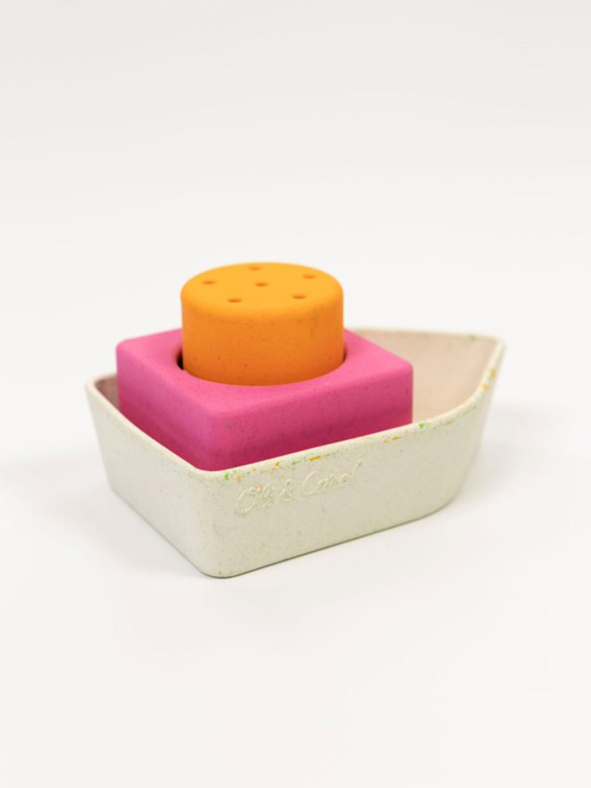 Upcycled Rubber Bath Toy Boat Orange