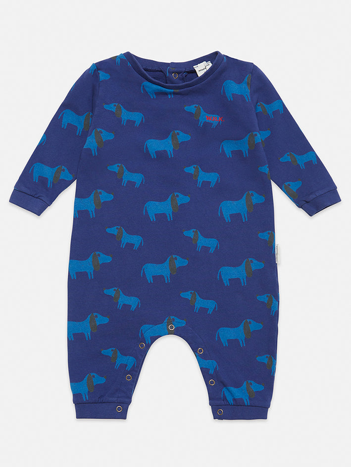 Blue Dog Allover Baby Jumpsuit Dark Blue
