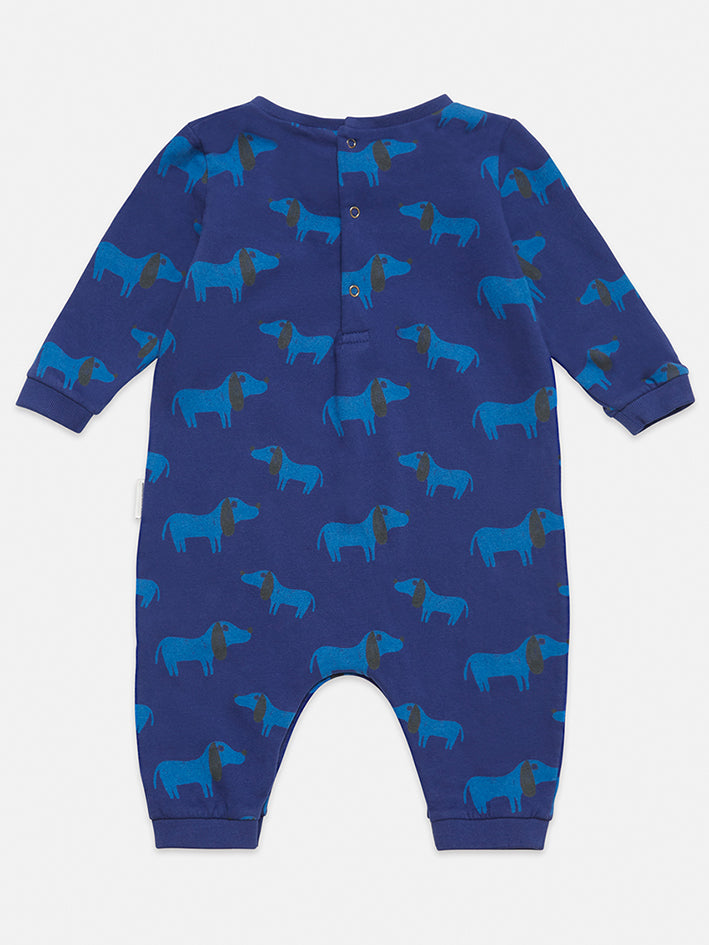 Blue Dog Allover Baby Jumpsuit Dark Blue