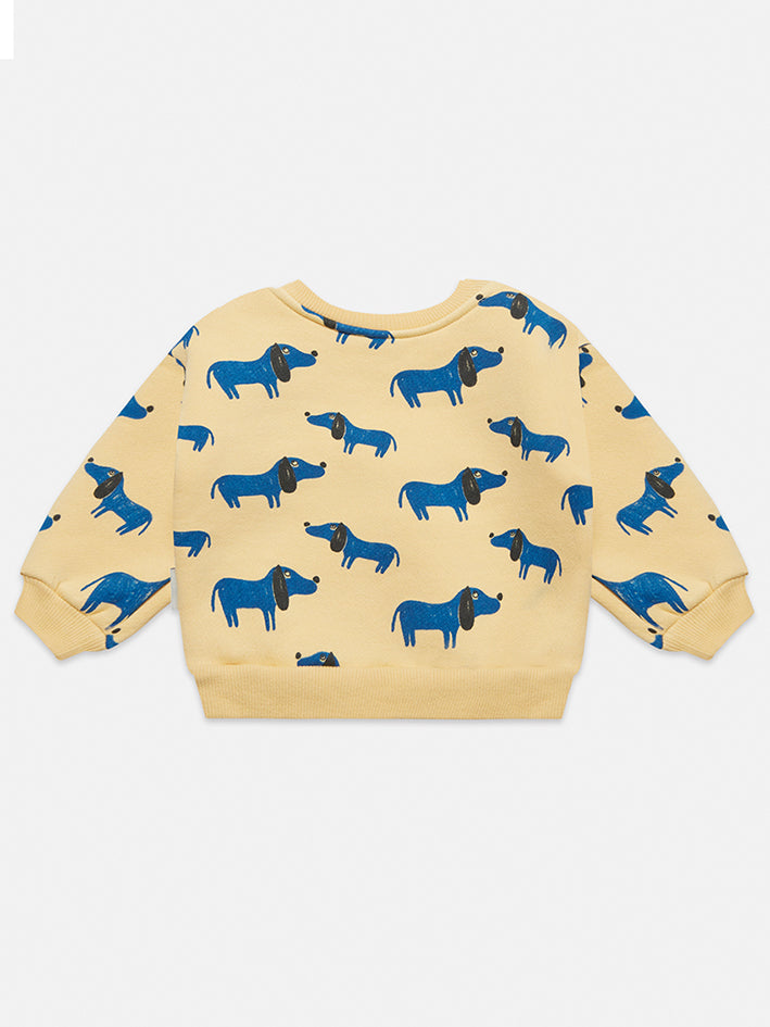 Blue Dog Allover Baby Sweatshirt Yellow
