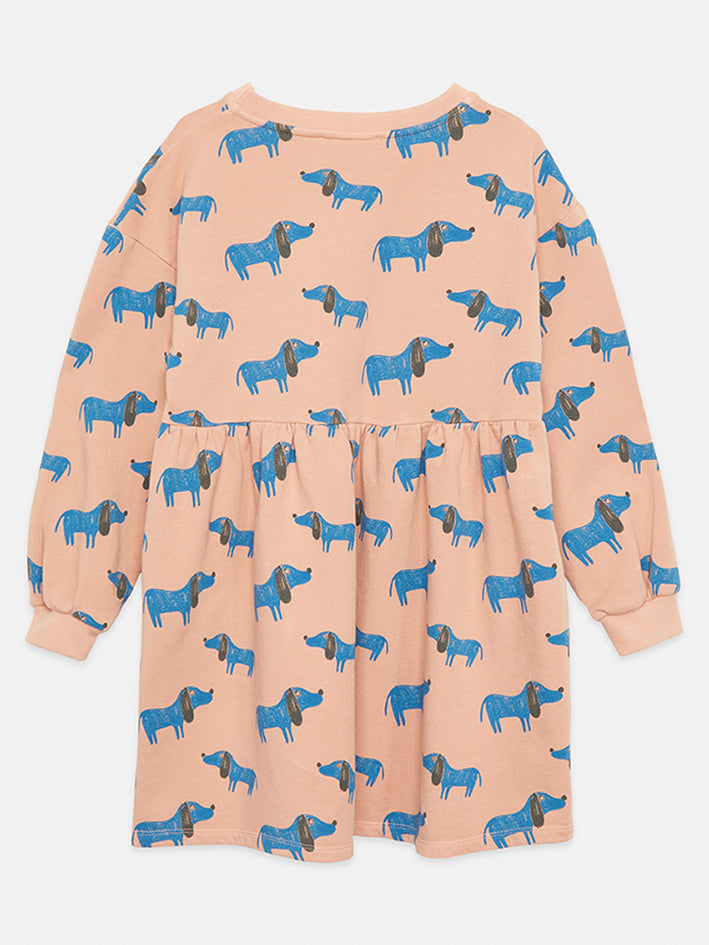 Blue Dog Allover Dress Dusty Pink
