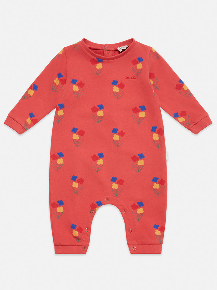 Flowers Allover Baby Jumpsuit Red