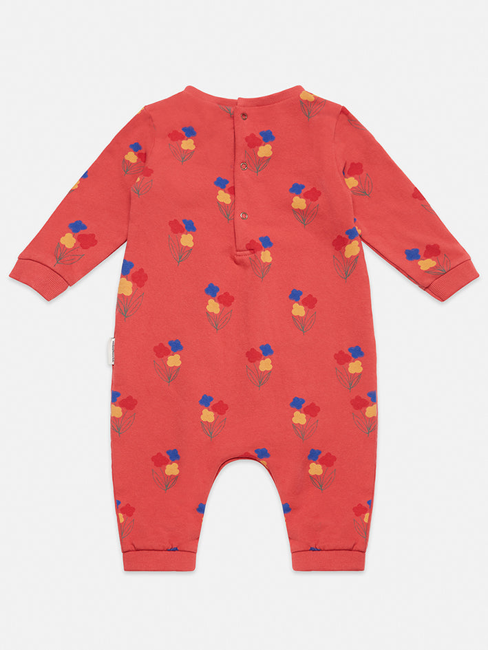 Flowers Allover Baby Jumpsuit Red