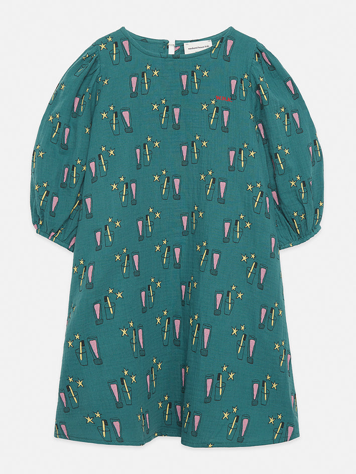 Magic Toothbrush Allover Woven Dress Emerald