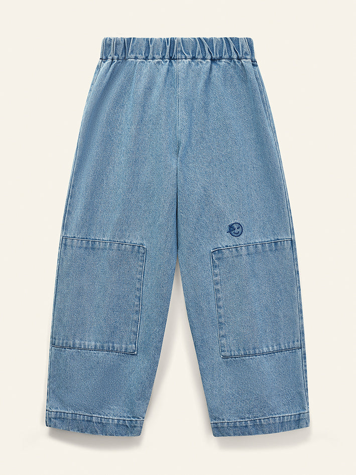 Denim Patch Pant Mid Bleach Wash