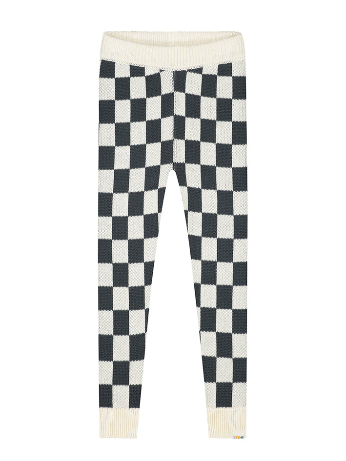 Checkered Knitted Leggings Charcoal