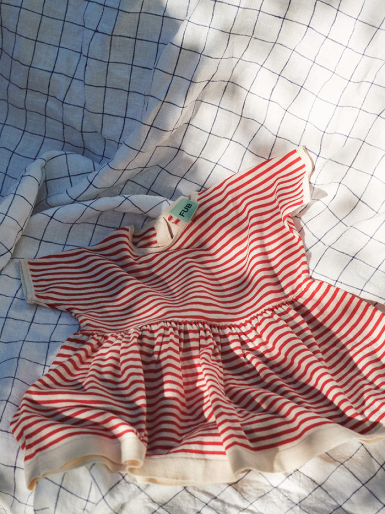 Making Things – FUB Baby Striped Dress Ecru/Red